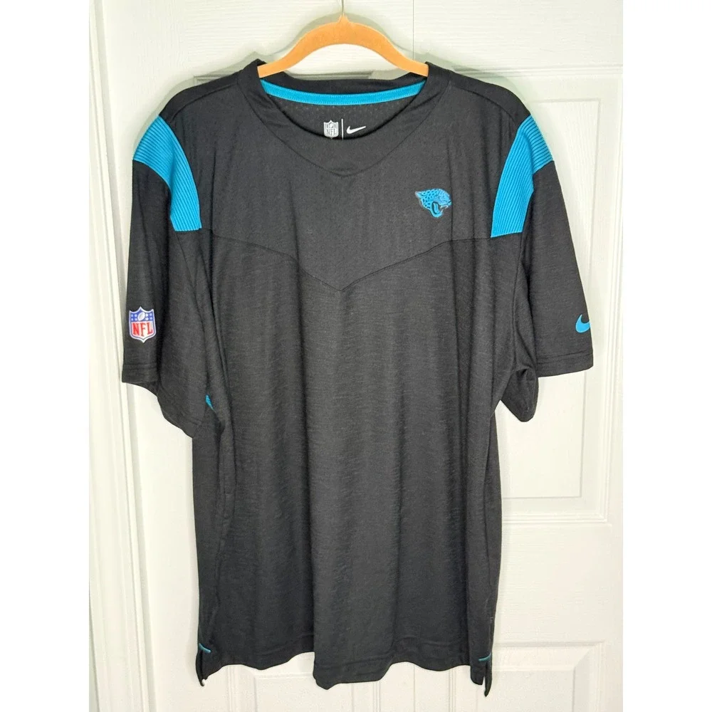 Nike NFL Jacksonville Jaguars Dri-FIT Black Teal V-Neck T-Shirt Mens XXL
